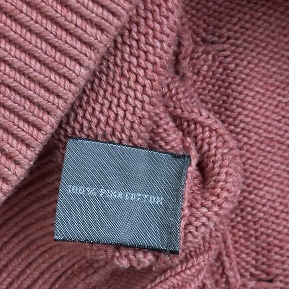 Vintage Talbots Men’s Size L 100% Pima Cotton Cable Knit Crewneck Sweater - Picture 3 of 4